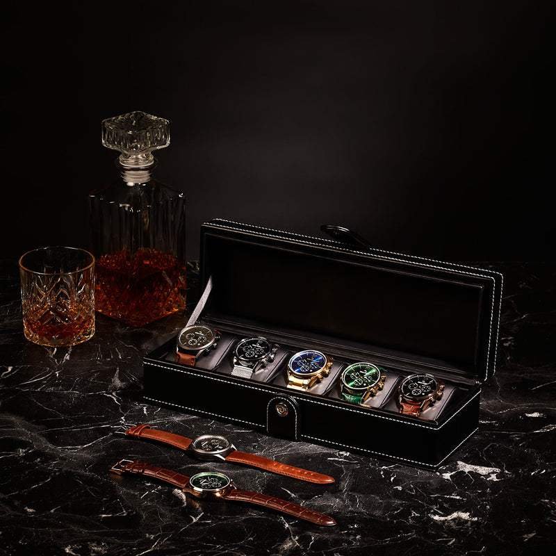 Mats Meier Mont Fort Zwarte Horlogebox voor 5 Horloges MM-Watchbox-1907-zoom-