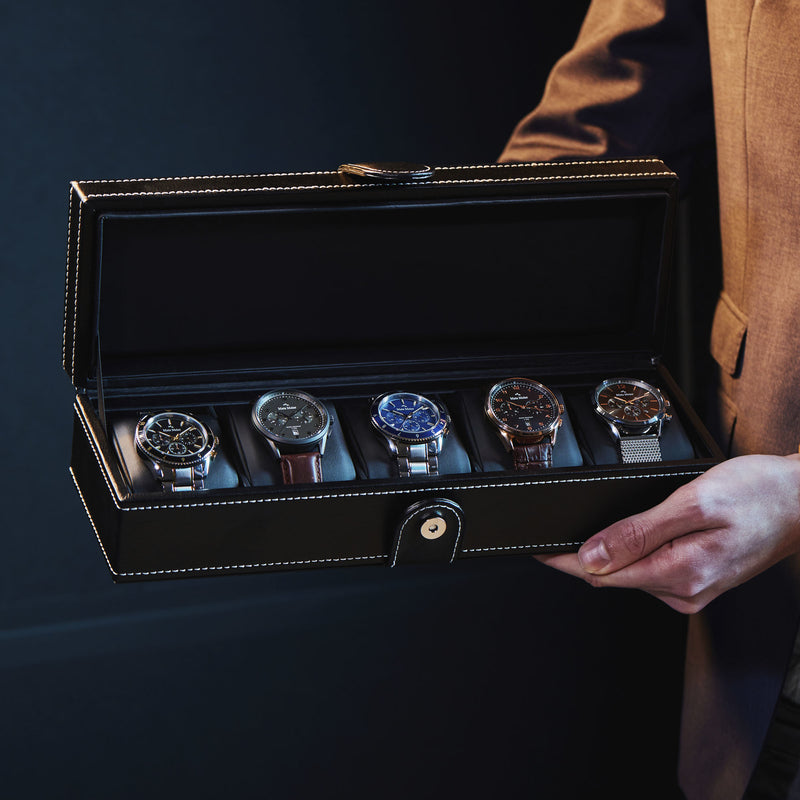 Mats Meier Mont Fort Zwarte Horlogebox voor 5 Horloges MM-Watchbox-1907-zoom-