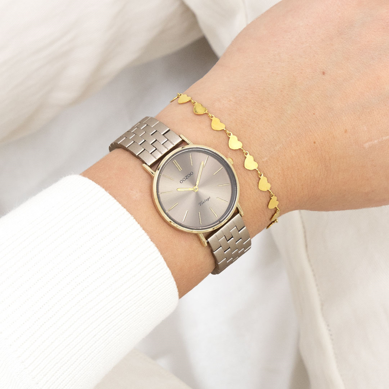 OOZOO Vintage Gold and Taupe Women's Watch C20409-zoom-