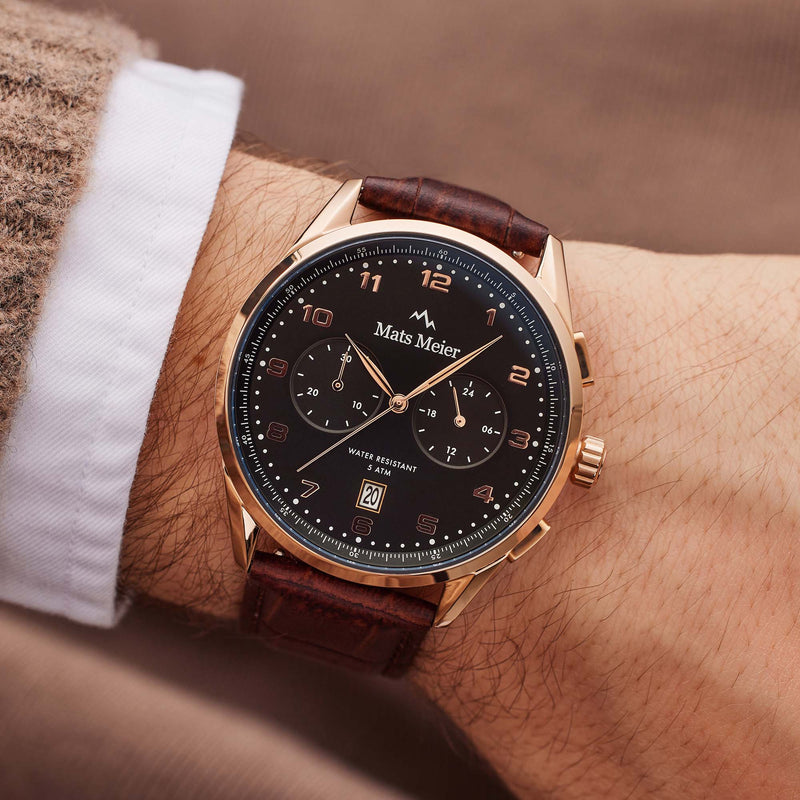 Mats Meier Mont Vélan Chrono Zwart/Bruin horloge MM10001-zoom-