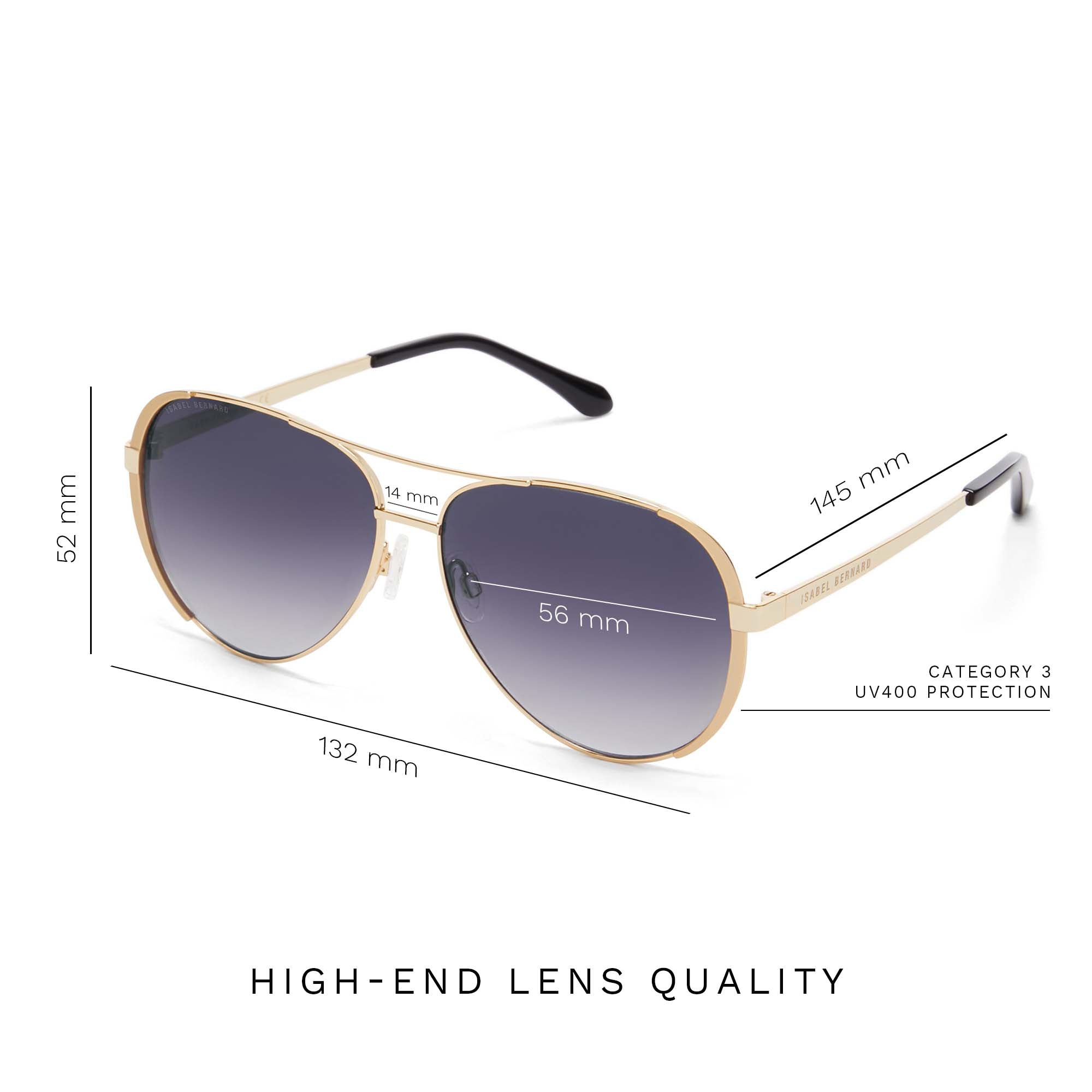 Isabel Bernard La Villette Ruby Gold-coloured Aviator Sunglasses IB400004-15-01