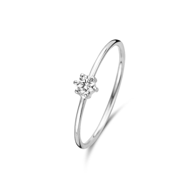 Saint Germain Abelle 14 karaat witgouden ring met zirkonia steentje
