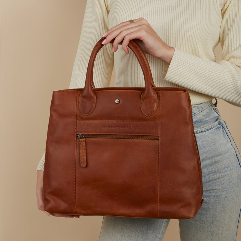 The Chesterfield Brand Passau Cognac Leather Handbag C48.129831-zoom-