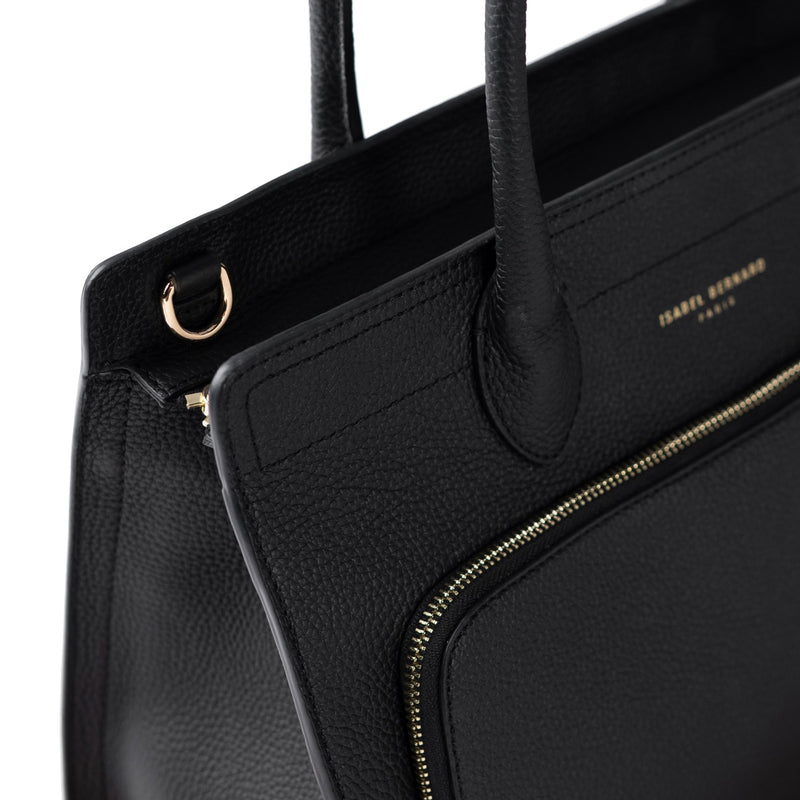 Isabel Bernard Honoré Nadine zwarte kalfsleren handtas met 13 inch laptopvak IB25110-001-13-zoom-