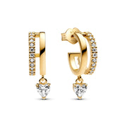 Pandora Classic Stone Gold coloured Hearts Earrings|Hoop earrings 263685C01