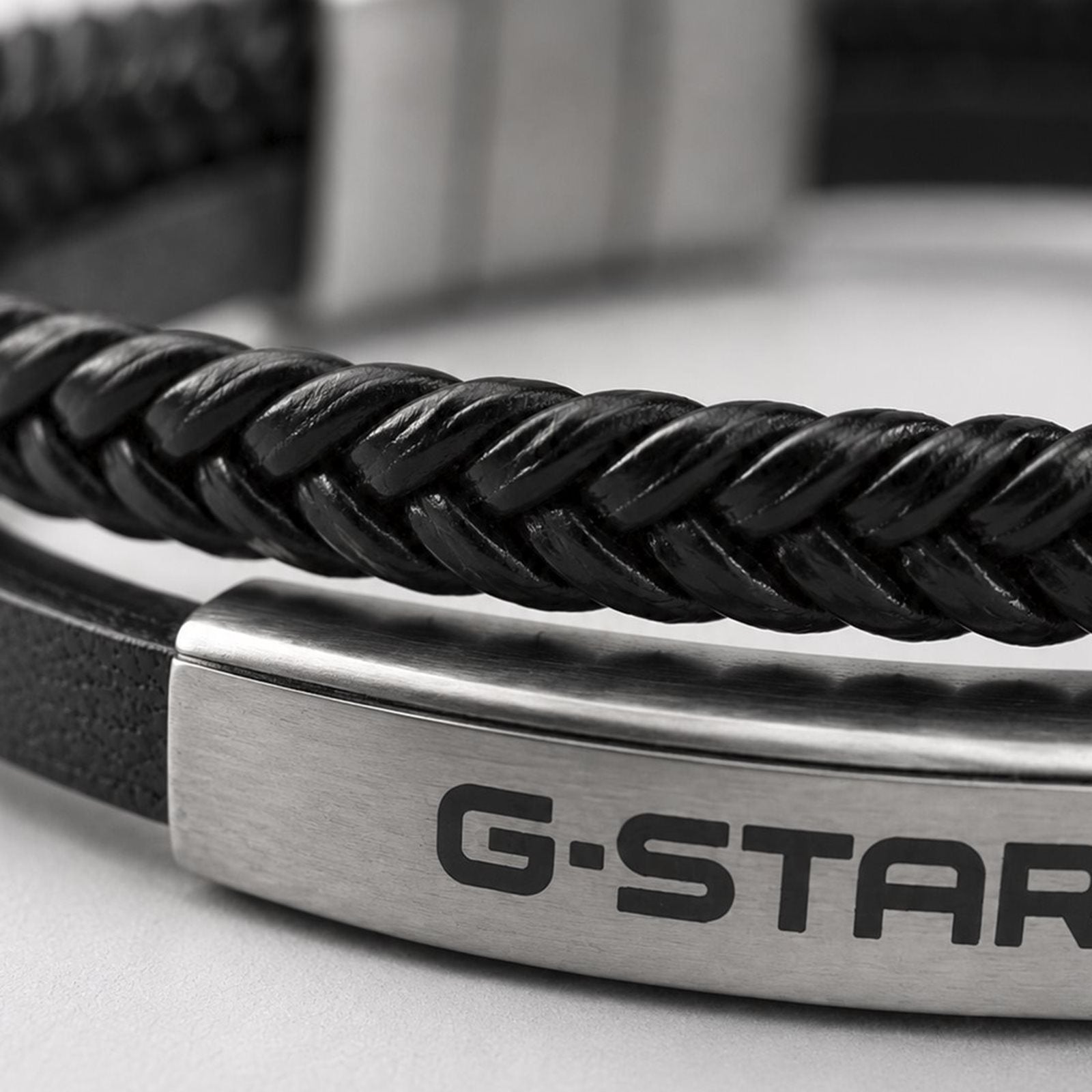 G-STAR Tether02P Black Leather Bracelet GSJ.109.01