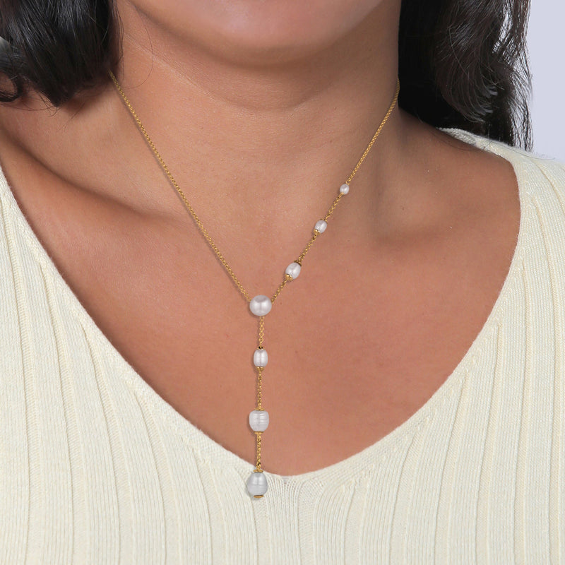 Elli 925 Sterling Silver Y Chain Pearl Necklace Gold plated 2004-BF-0008264-001-zoom-