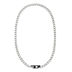 Diesel D Logo Silver and Gold Stainless Steel Necklace DX1636931
