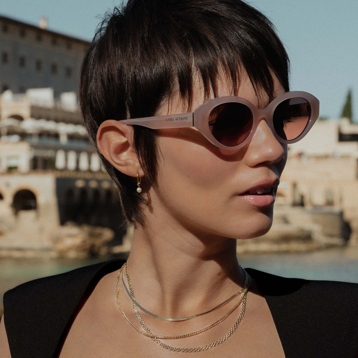 Isabel Bernard La Villette Rosaire Zacht Roze Ovale Zonnebril IB400002-20-20