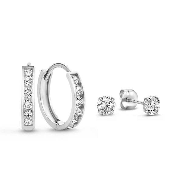 Isabel Bernard Cadeau d'Isabel 14 karaat witgouden earparty giftset IB90056