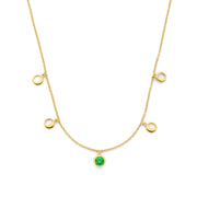 Violet Hamden Luna 925 Sterling Zilveren Gold Plated Ketting met Manen en Groene Zirkonia Steentje VH340042
