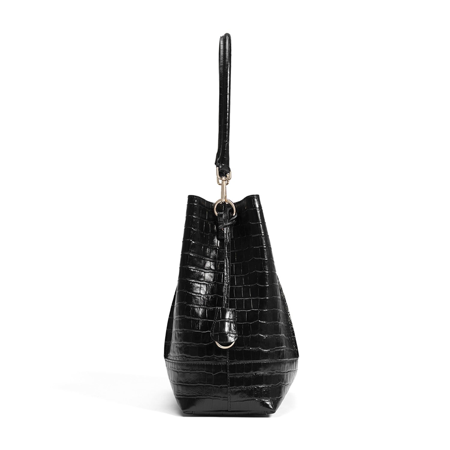 Isabel Bernard Femme Forte Macie Croco Black Calfskin Leather Handbag IB25074-201