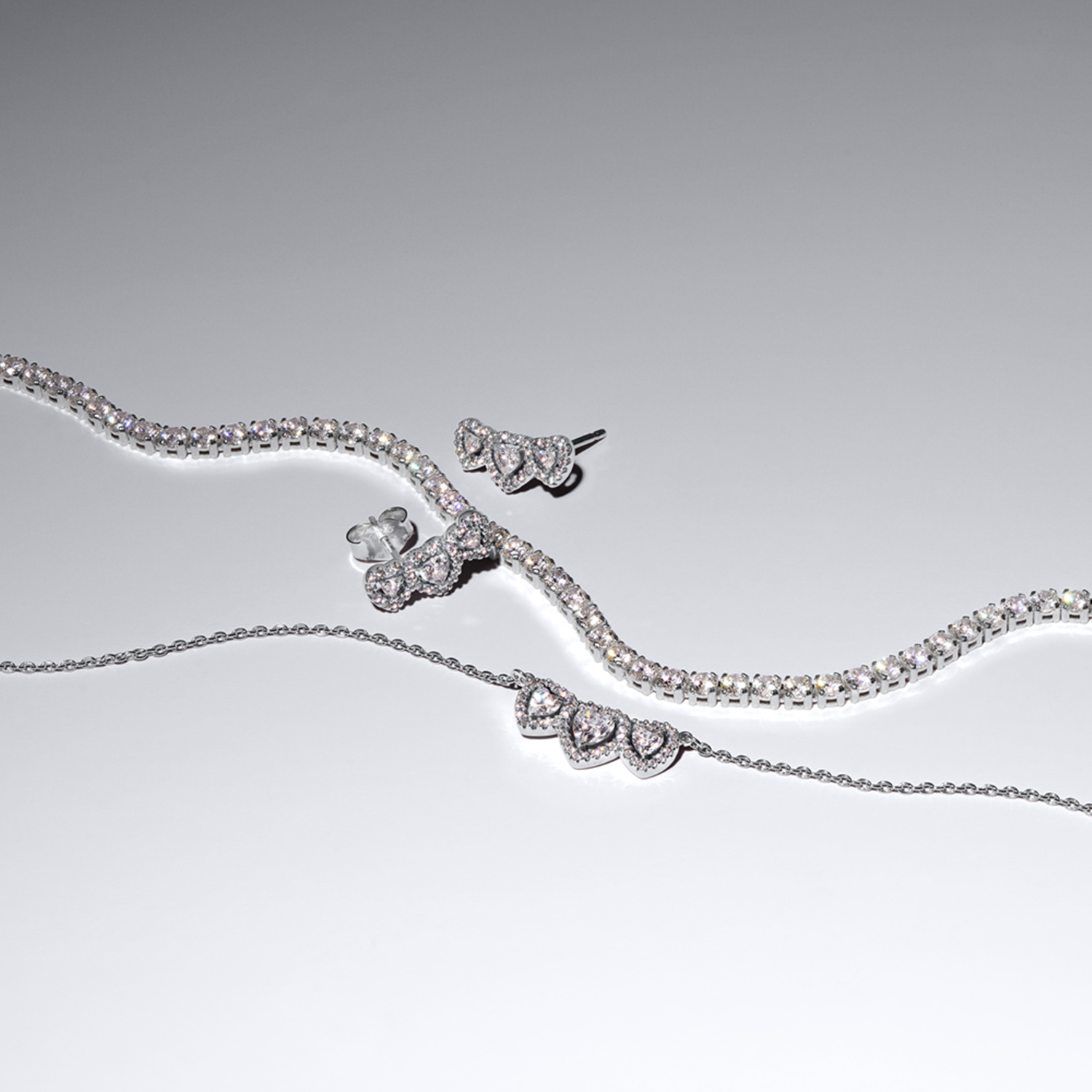 Pandora Timeless 925 Sterling Silver Halo Heart Trilogy Necklace 394412C01-45