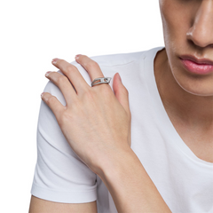 Diesel D Logo Silver Stainless Steel Ring DX16290407