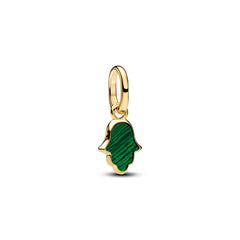 Pandora ME Gold Plated Green Hamsa Hand Mini Dangle Charm 764612C01