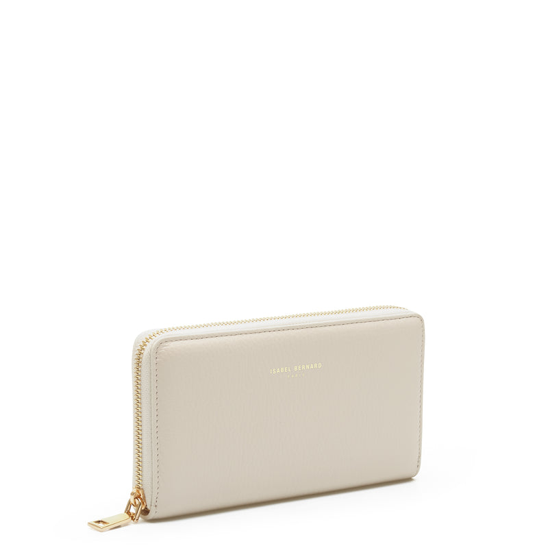 Isabel Bernard Honoré Léa Beige Kalfsleren Ritsportemonnee IB23012-zoom-