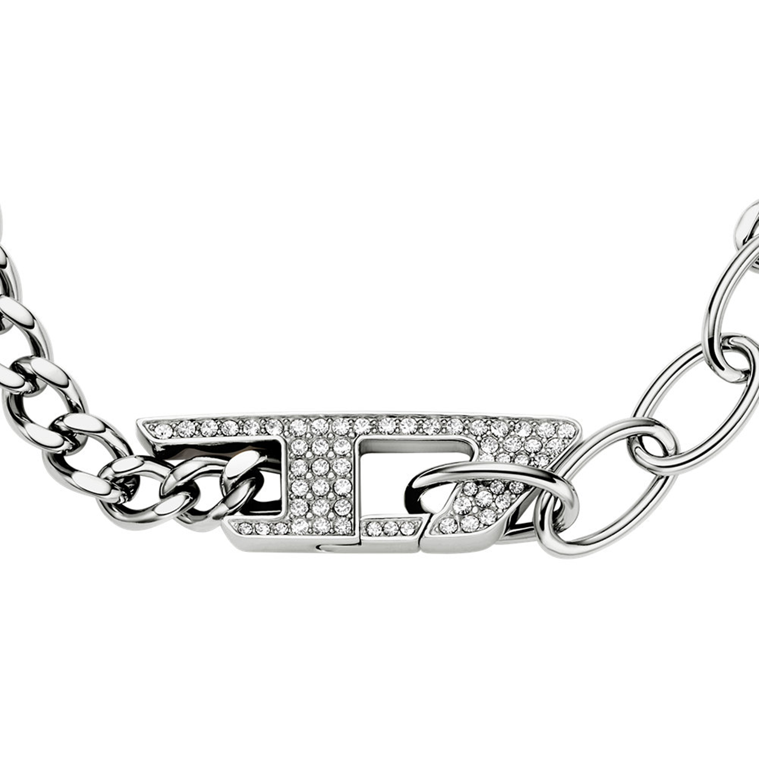 Diesel D Logo Silver and Gold Stainless Steel Bracelet DX1627040