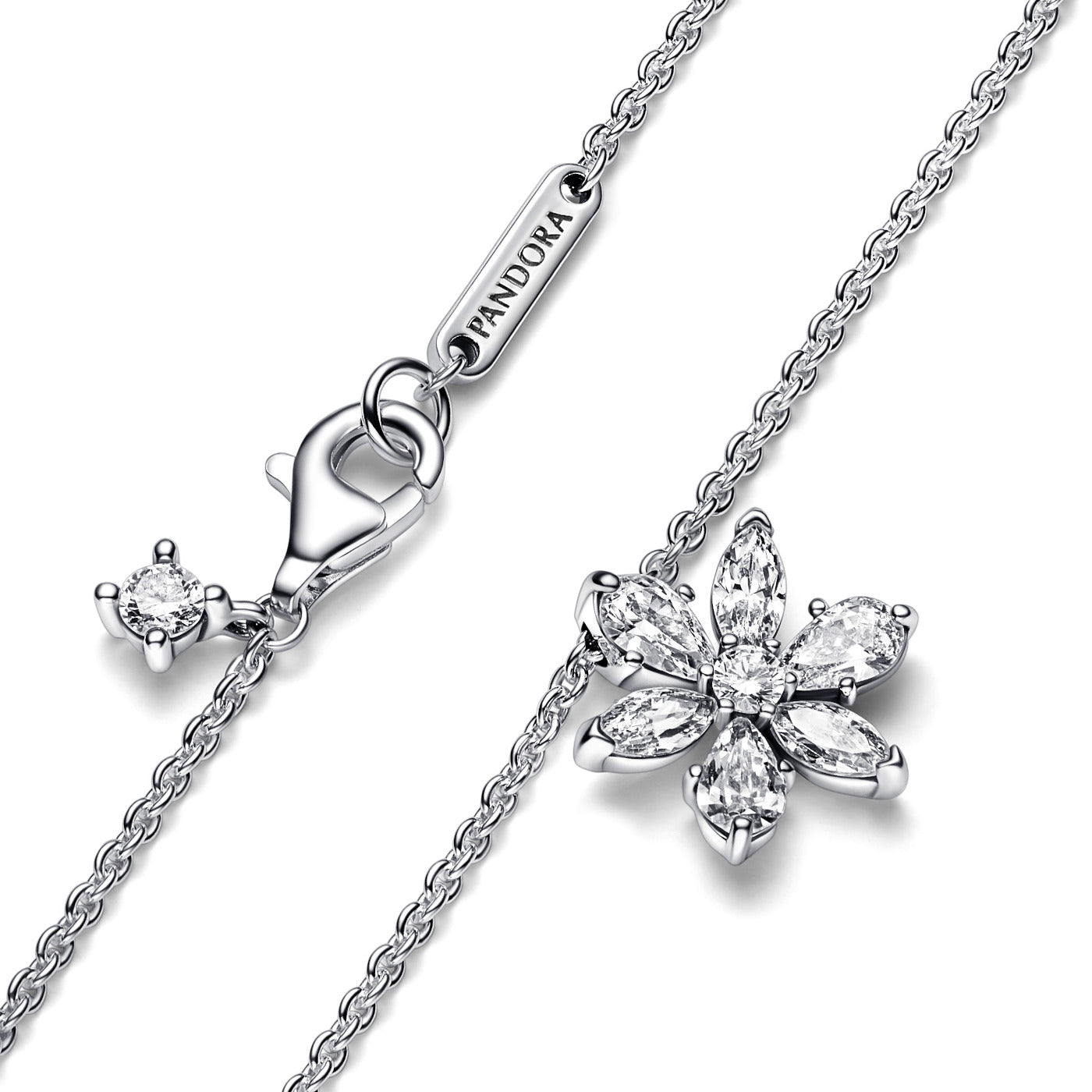Pandora Timeless 925 Sterling Silver Sparkling Herbarium Cluster Pendant Necklace 392387C01-45