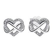 Pandora Moments 925 Sterling Silver Sprankelende Oneindigheid Hart Oorknoppen 292667C01