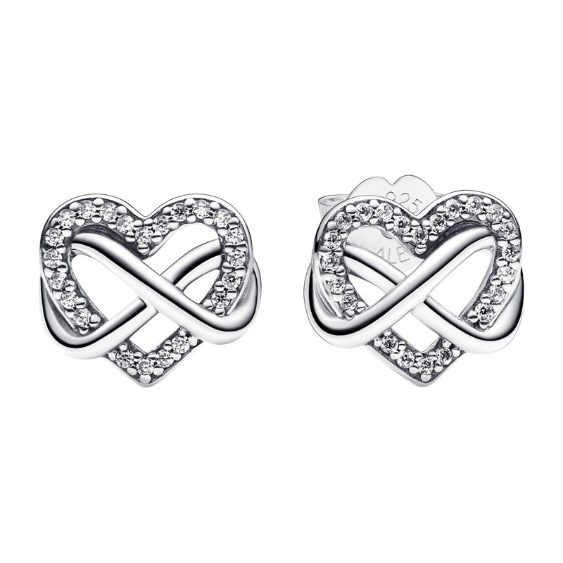 Pandora Moments 925 Sterling Silver Sprankelende Oneindigheid Hart Oorknoppen 292667C01-zoom-