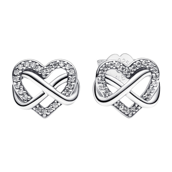 Pandora Moments 925 Sterling Silver Sprankelende Oneindigheid Hart Oorknoppen 292667C01