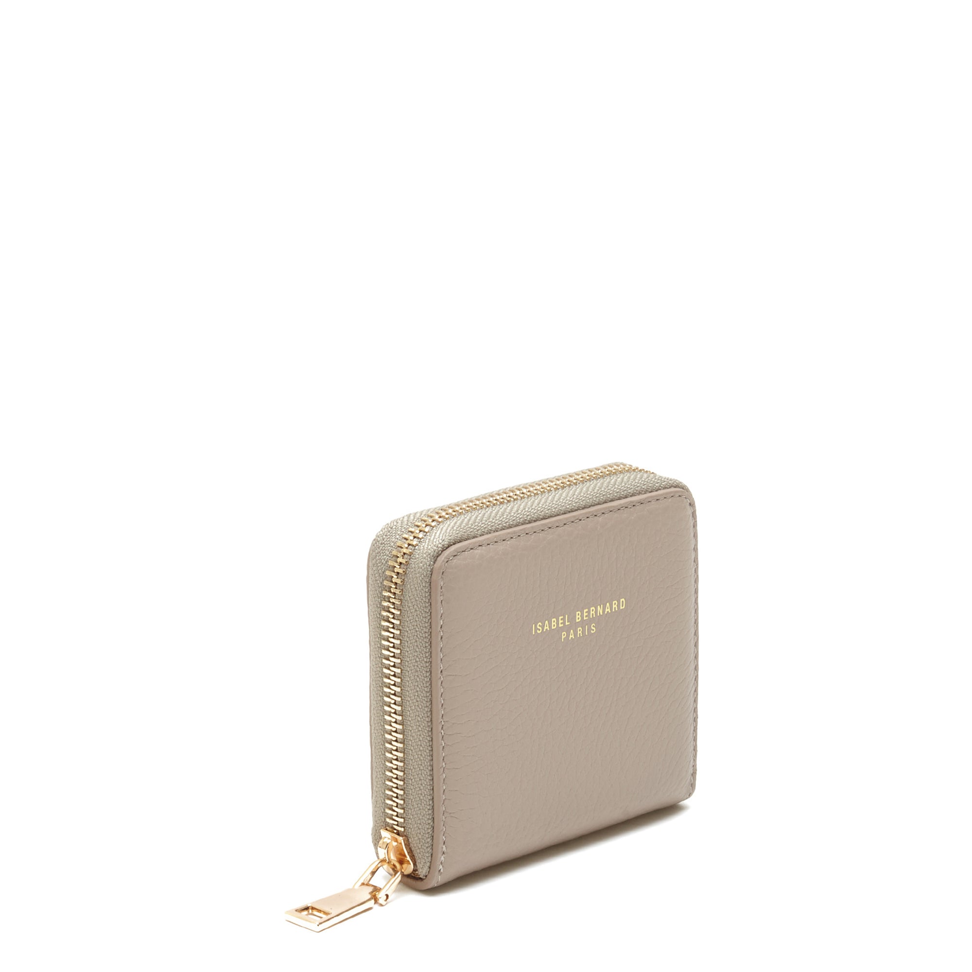 Isabel Bernard Honoré Jules Taupe Leather Zip Wallet made of Calfskin IB23018