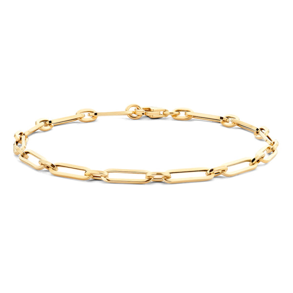 Armband met korte en lange schakels ø 3.25 mm 14k goud