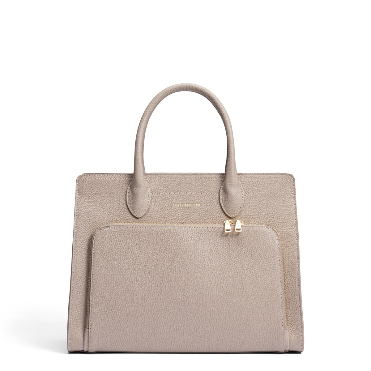 Isabel Bernard Honoré Nadine taupe calfskin leather handbag with 13 inch laptop compartment IB25110-078-13
