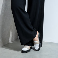 Vendôme Blandine Black And White Calfskin Leather Mules With White Details IB51016-10170-35