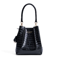 Isabel Bernard Femme Forte Minette Croco Black Calfskin Leather Handbag IB21114-201