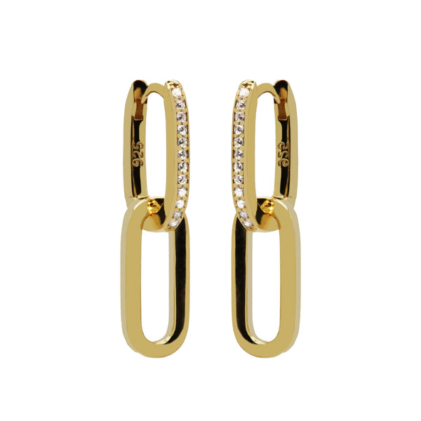 Karma 925 Sterling Silver Gold-coloured Zirconia Densely Hoop Earrings H233GP