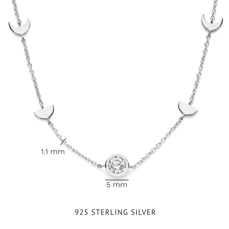 Violet Hamden Luna 925 Sterling Zilveren Ketting met Manen en Witte Zirkonia Steentje VH340043-zoom-