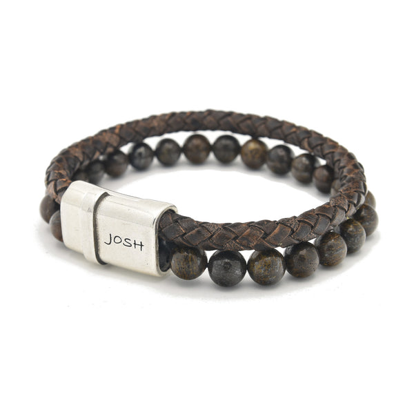 Josh Silver Brown Bracelet 09286-BRA-S/BROWN/L