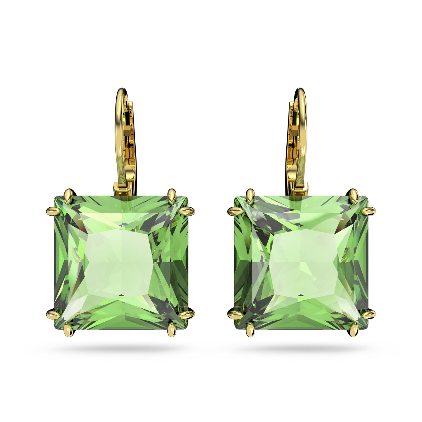 Gold-coloured Drop earringswithGreen Crystal Oorbellen 5636564