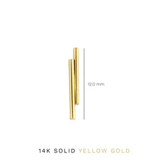 Isabel Bernard 14 Carat Golden Le Marais Double Tube Ear Studs IB360058