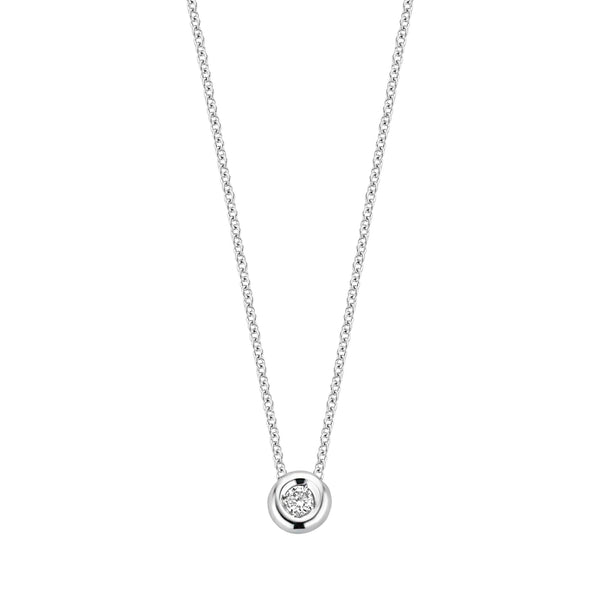 Collier met diamant in 4.2mm Gladomzetting in 14k wit goud