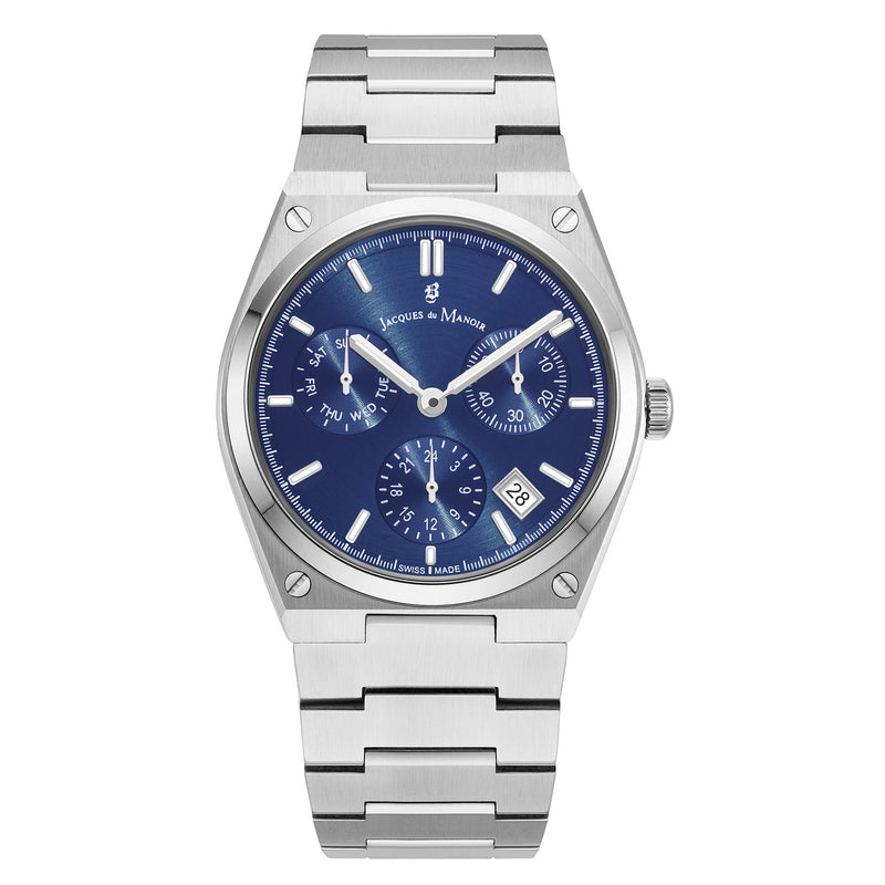 Jacques du Manoir Horizon Gents Multifunction Zilverkleurig Stalen Herenhorloge JWN05703-zoom-