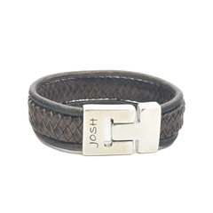 Josh Brown Leather Bracelet 25041SL/BRWN/MED