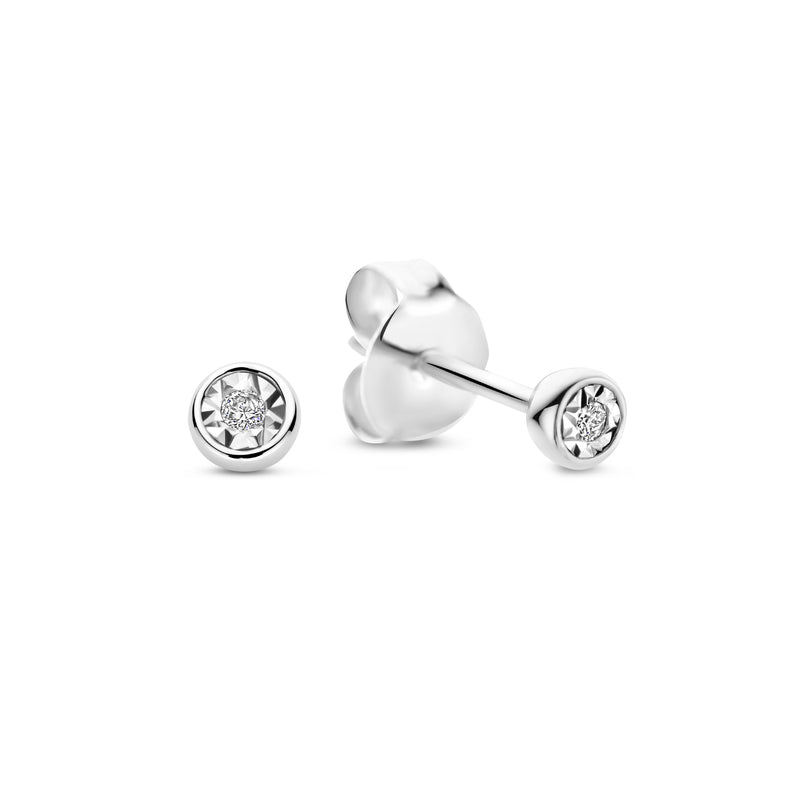 Isabel Bernard De La Paix Inaya 14 Karaat Witgouden Oorknoppen | Diamant 0.02 ct | IBD360023-zoom-