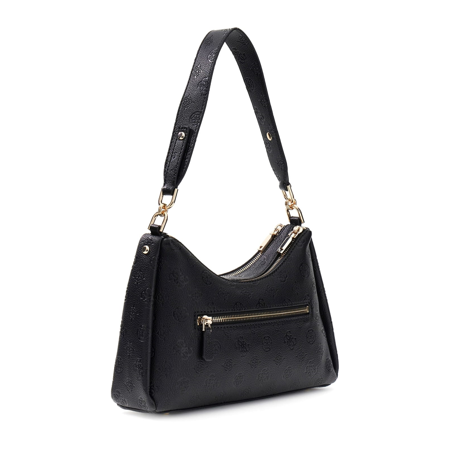 Guess Anise Black Logo Double Zip Shoulder Bag HWPD99-16180-BLO