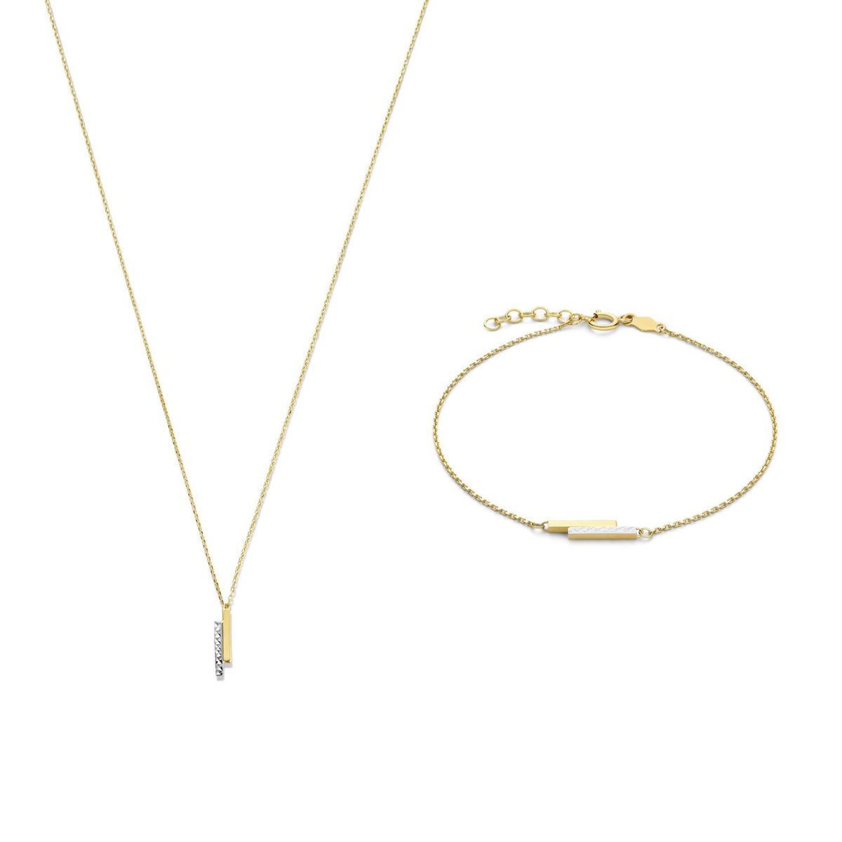Isabel Bernard Cadeau d'Isabel 14 karat gold necklace and bracelet gift set with rods IB90189