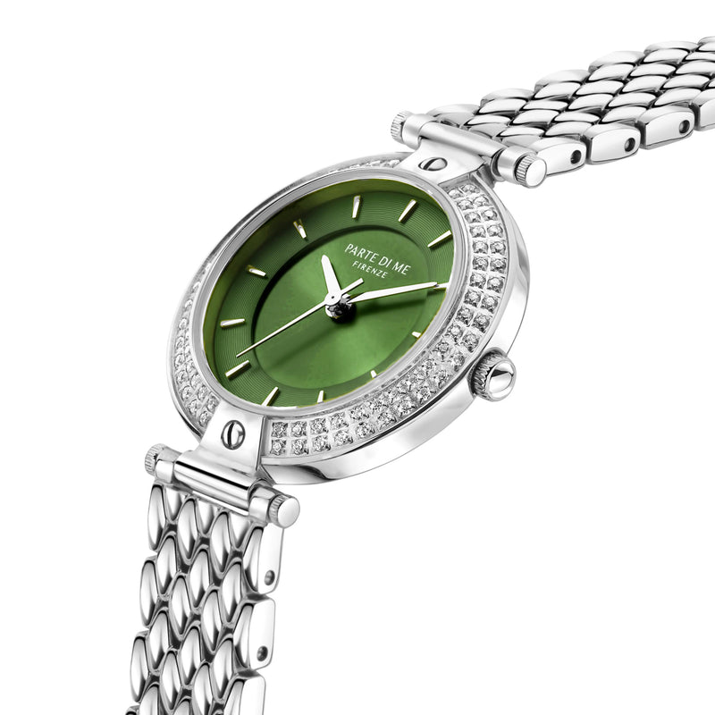 Parte Di Me Orologio Rond Dameshorloge Zilverkleurig en Groen PDM09010-zoom-