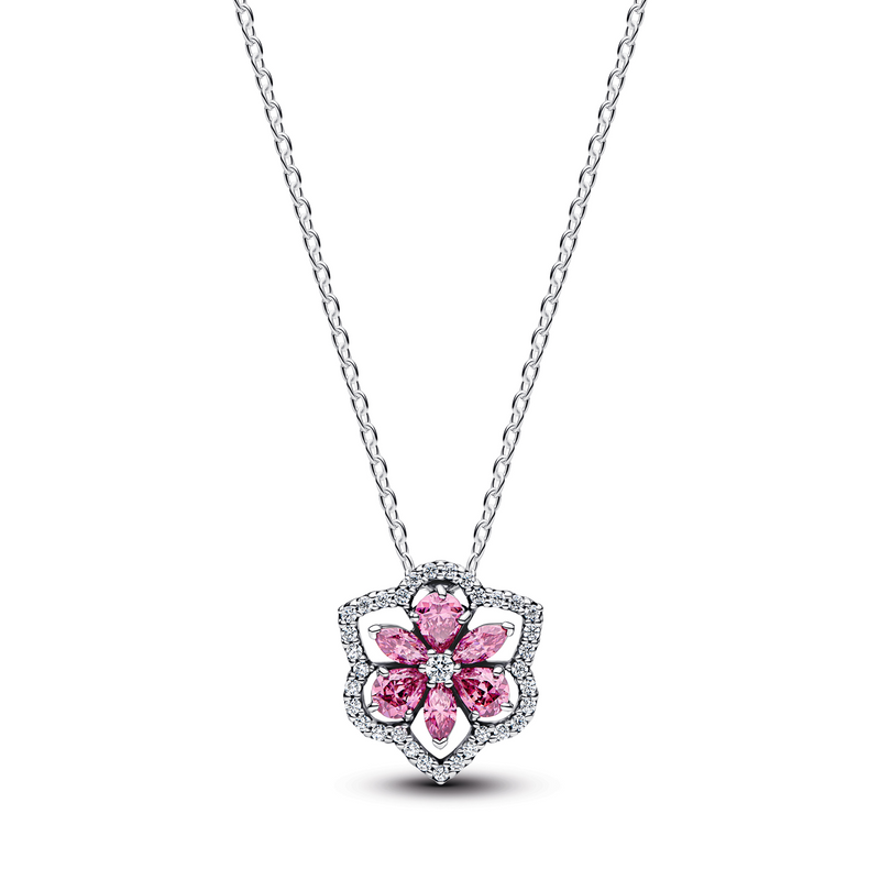 Pandora Timeless Herbarium Sprankelende Roze Bloemen Hanger Ketting 394576C01-45-zoom-