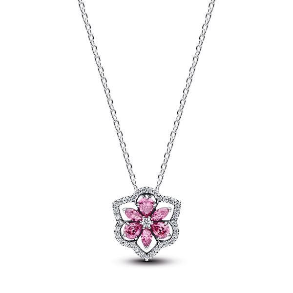 Pandora Timeless Herbarium Sprankelende Roze Bloemen Hanger Ketting 394576C01-45
