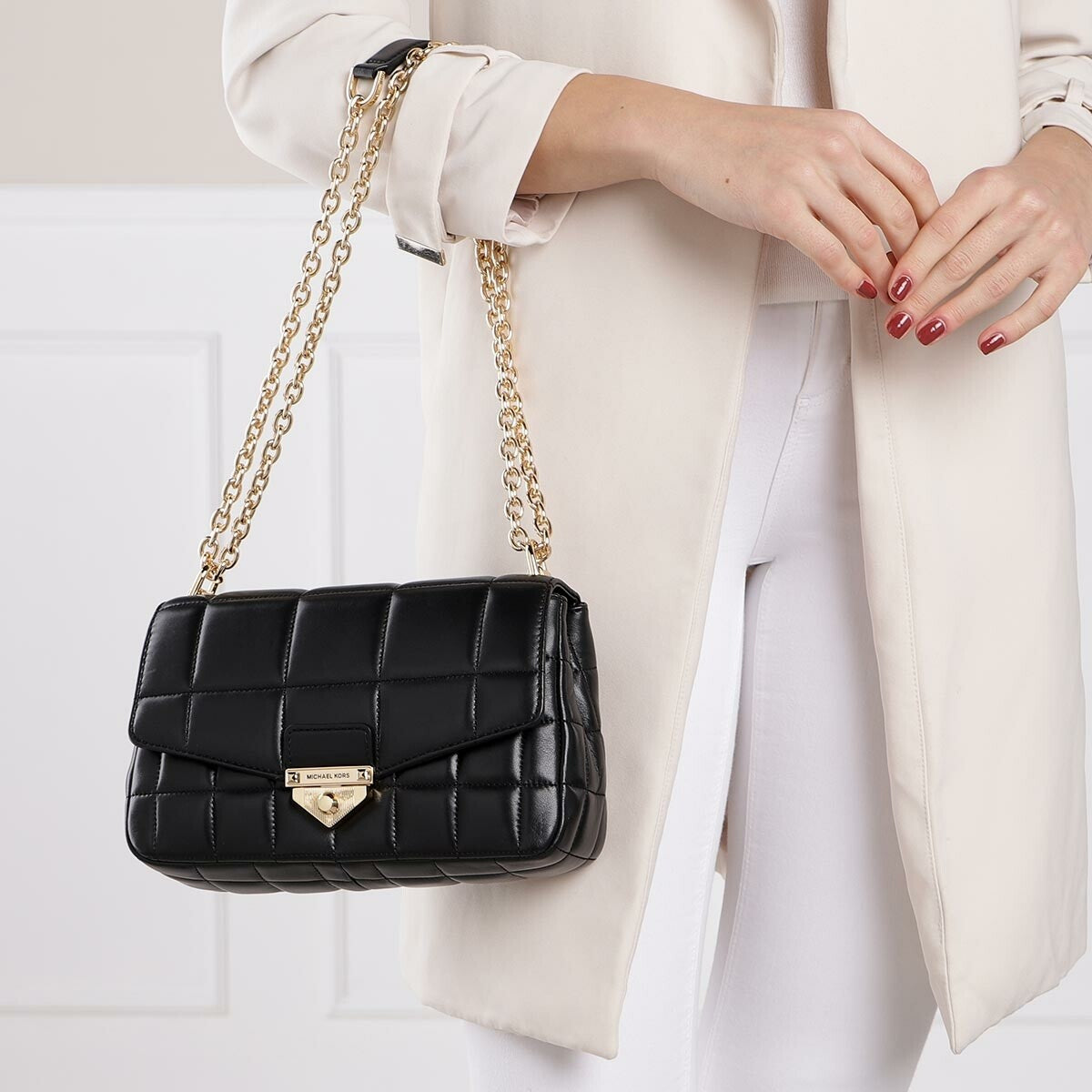 Michael Kors Soho Zwarte Kalfsleren Crossbody Tas 30F0G1SL3L-001