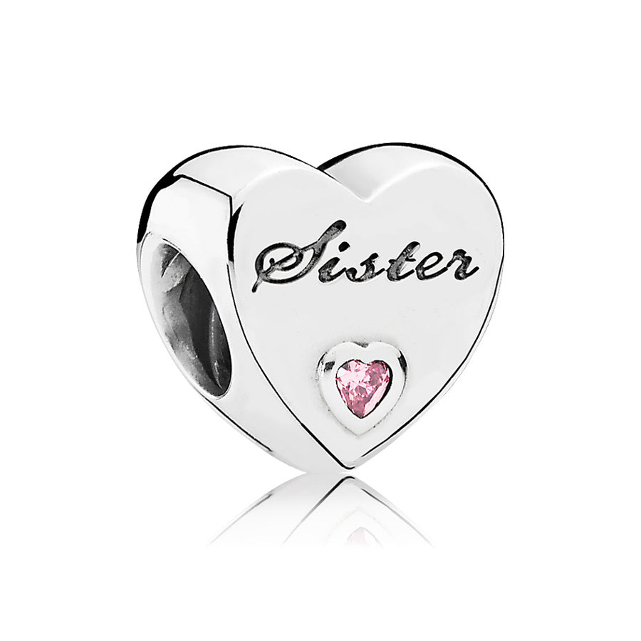 Pandora Silver Zuster Hart Charm 791946PCZ