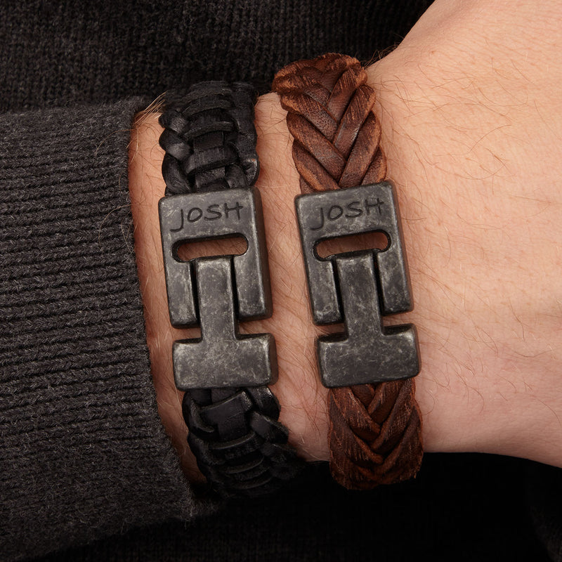 Josh Vintage Black-Brown Armband 24832-VB-BROWN-M (Lengte: 21.00 cm)-zoom-