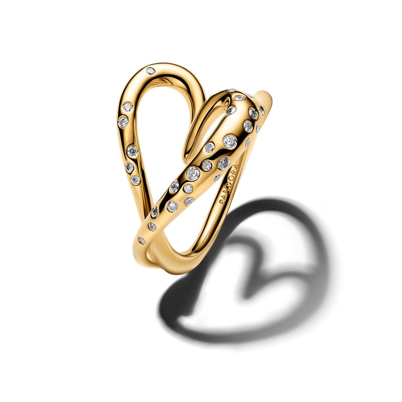 Pandora Essence Verguld Organisch Gevormd Stone-Set Hart Ring 164675C01-zoom-