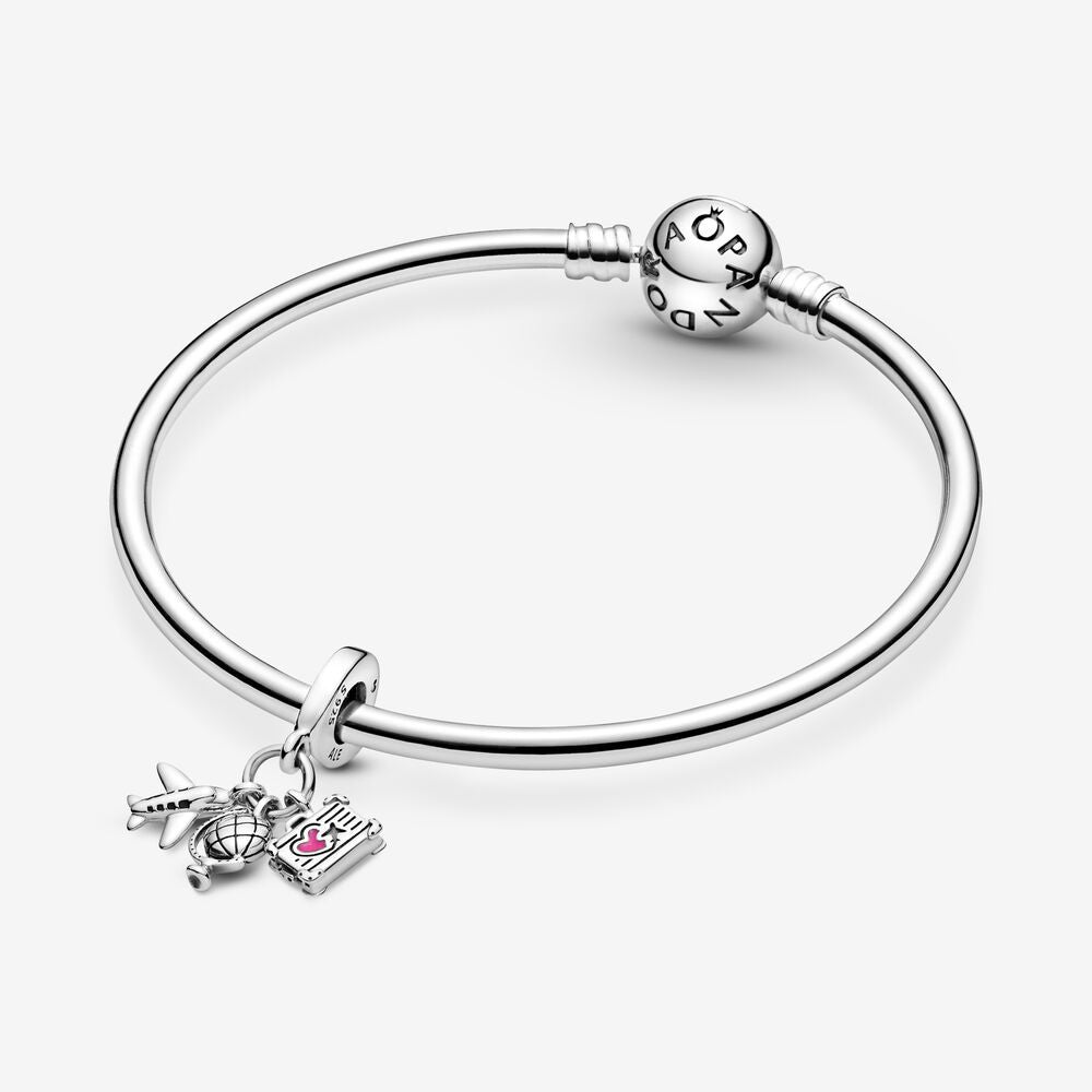 Pandora Places 925 Sterling Silver Airplane, Globe & Suitcase Charm 799435C01