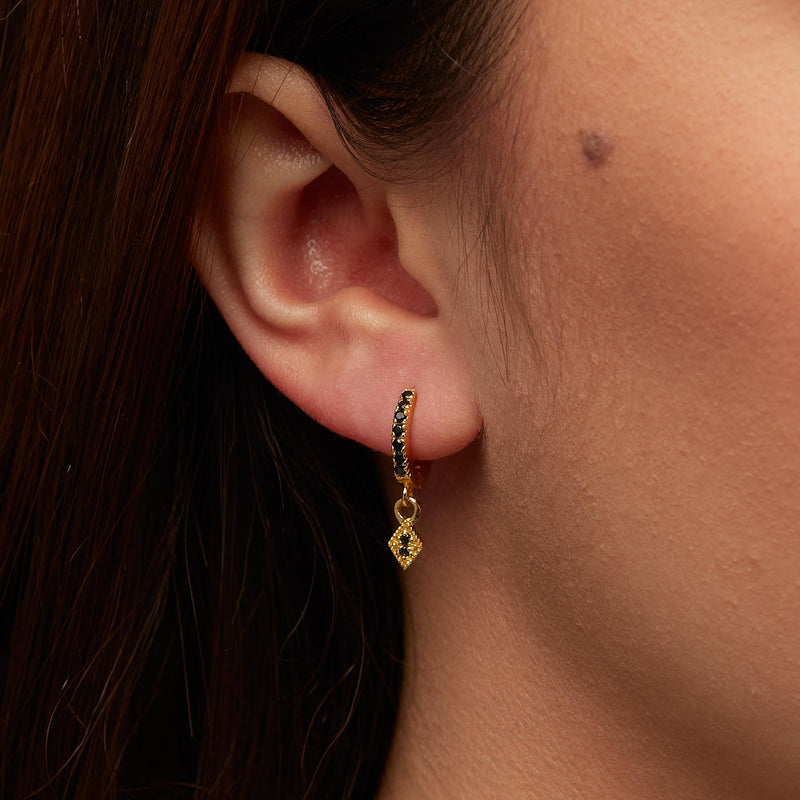 Karma 925 Sterling Silver Hinge Hoops Gold-coloured Ear Studs M2655HB-zoom-